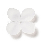 Transparent Acrylic Bead Caps, 4-Petal, Frosted, Flower, White, 26x26.5x5mm, Hole: 1.8mm, about 769pcs/500g(MACR-J122-02)