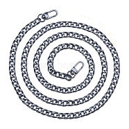 Bag Strap Chains, Iron Curb Link Chains, with Swivel Lobster Claw Clasps, Gunmetal, 63 inch(160cm), 0.95cm(IFIN-PH0024-04B)