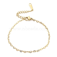 304 Stainless Steel Heart Link Chain Bracelet for Women, Golden, 8 inch(20.4cm)(BJEW-B064-07G)