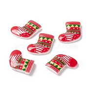 Christmas Themed Opaque Resin Cabochons, Christmas Socks, Red, 20x18x4mm(CRES-P022-09)