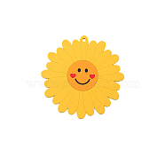 Silicone Coasters, Sunflower with Smiling Face Cup Mats, Gold, 150mm(SMFA-PW0001-28B)