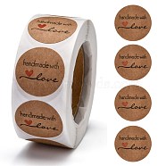 1 Inch Thank You Stickers, Self-Adhesive Kraft Paper Gift Tag Stickers, Adhesive Labels, for Festival, Christmas, Holiday Presents, with Word handmade with Love, Navajo White, Sticker: 25mm, 500pcs/roll(DIY-G013-A01)