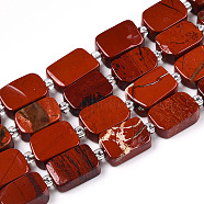 Natural Red Jasper Beads Strands, with Seed Beads, Rectangle, 11~13.5x7.5~8.5x4.5~5mm, Hole: 0.8mm, seed beads: 3x3x2, hole: 0.8mm, about 14pcs/strand, 7.80''(19.8cm)(G-C098-A26-01)