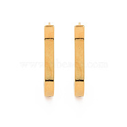 Brass Stud Earring Findings, for Half Drilled Beads, with Brass Pins, Nickel Free, Real 18K Gold Plated, 32.5x4mm, Pin: 0.6mm, pin: 1mm(for half drilled beads)(KK-S364-041)