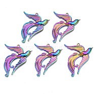 Rainbow Color Alloy Pendants, Cadmium Free & Nickel Free & Lead Free, Phoenix, 43x48x3.5mm, Hole: 1.6mm(PALLOY-N156-158-NR)
