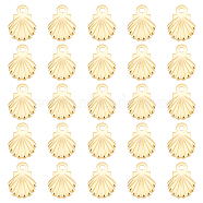 200Pcs 304 Stainless Steel Charms, Shell Charms, Real 24K Gold Plated, 7.5x5.5x0.5mm, Hole: 0.8mm(STAS-UN0056-18)