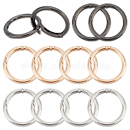 Elite 12Pcs 3 Colors Alloy Spring Gate Rings, Round Ring, Mixed Color, 5 Gauge, 40x4.5mm, 4pcs/color(AJEW-PH0018-12)