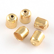 Column Iron Cord Ends, End Caps, Light Gold, 7x6mm, Hole: 1mm, Inner Diameter: 5mm(IFIN-R204-04RG)