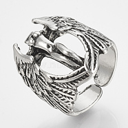 Alloy Cuff Finger Rings, Wide Band Rings, Angel, Antique Silver, US Size 9 3/4(19.5mm)(RJEW-N027-31)