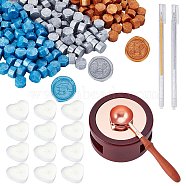CRASPIRE DIY Stamp Making Kits, Including Round Sealing Wax Stove, Sealing Wax Particles, Brass Spoon, Plastic Glisten Gel Pen, Paraffin Candles, Mixed Color, Sealing Wax Particles: 300pcs(DIY-CP0004-68D)