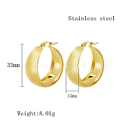 Stainless Steel Hoop Earrings for Women, Real 18K Gold Plated, Thick Hoop Earrings, Ring, 33x13mm(QX9021-8)