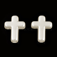 ABS Plastic Imitation Pearl Beads, Cross, Creamy White, 15.5x12x4.5mm, Hole: 2mm(OACR-T018-06)