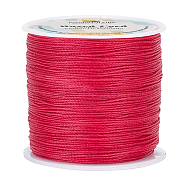 Elite 1 Roll Round Waxed Polyester Cords, Twisted Cord, Deep Pink, 0.5mm, about 115.92 yards(106m)/roll(YC-PH0002-44C)