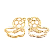 Alloy Open Back Bezel Charms, for DIY UV Resin, Epoxy Resin, Pressed Flower Jewelry, Football and Sneakers, Golden, 37x36x2.5mm, Hole: 3mm(FIND-WH0091-88)