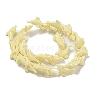 Synthetic Coral Carved Beads Strands, Dyed, Dolphin, Wheat, 23x9x12mm, Hole: 1mm, about 26pcs/strand, 12.20''(31cm)(CORA-I023-03B)