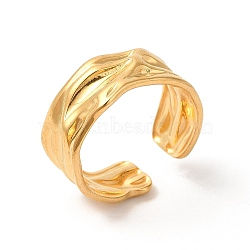 Ion Plating(IP) 304 Stainless Steel Twist Open Cuff Ring for Women, Real 18K Gold Plated, US Size 7 1/2(17.8mm)(X-RJEW-E063-24G)