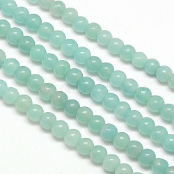 Natural Amazonite Round Bead Strands, 4mm, Hole: 0.8mm, about 100pcs/strand, 15.7 inch(G-N0081-4mm-17)