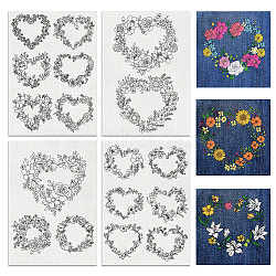 4 Sheets 11.6x8.2 Inch Stick and Stitch Embroidery Patterns, Non-woven Fabrics Water Soluble Embroidery Stabilizers, Heart, 297x210mmm(DIY-WH0455-151)