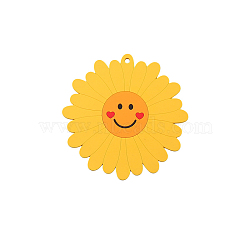 Silicone Coasters, Sunflower with Smiling Face Cup Mats, Gold, 150mm(SMFA-PW0001-28B)
