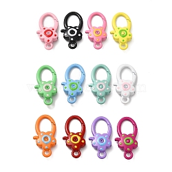 Spray Painted Alloy Lobster Claw Clasps, Flower, Mixed Color, 36.5x18x7mm, Hole: 3.5mm(PALLOY-H131-05)