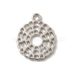 Alloy Pendants, Hollow Flat Round Charms, Lead Free & Cadmium Free & Nickel Free, Rack Plating, Platinum, 18x15x1mm, Hole: 1.8mm(FIND-H015-09P)