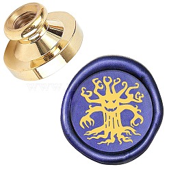 Wax Seal Brass Stamp Head, for Wax Seal Stamp, Tree, 25x14.5mm(AJEW-WH0209-306)