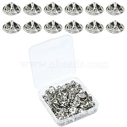 100Pcs Brass Lapel Pin Back Butterfly Clutches, Tie Tack Backing Pin Cap Keepers, Replacement Brooch Findings, Platinum, 11x5.5mm, Hole: 1.2mm(KK-YW0002-28P)