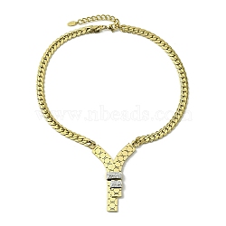 304 Stainless Steel with Cubic Zirconia Necklace, Golden, 18.46 inch(46.9cm)(NJEW-Q322-01G)