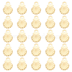 200Pcs 304 Stainless Steel Charms, Shell Charms, Real 24K Gold Plated, 7.5x5.5x0.5mm, Hole: 0.8mm(STAS-UN0056-18)