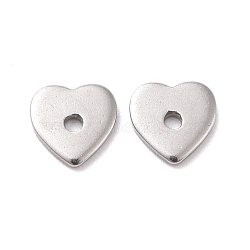 304 Stainless Steel Beads, Heart, Stainless Steel Color, 6x6x1mm, Hole: 1mm(STAS-D185-03P-01)
