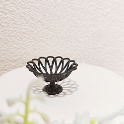 Alloy High-footed Fruit Plate Model, Micro Landscape Home Dollhouse Accessories, Pretending Prop Decorations, Black, 33x19mm(PW-WG36790-03)