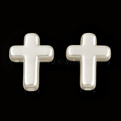 ABS Plastic Imitation Pearl Beads, Cross, Creamy White, 15.5x12x4.5mm, Hole: 2mm(OACR-T018-06)