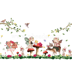 PVC Wall Stickers, Wall Decoration, Fairy Style, Plant & Animal Pattern, 1160x390mm, 2 sheets/set(DIY-WH0228-522)