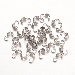316 Surgical Stainless Steel Bead Tips, Calotte Ends, Clamshell Knot Cover, Stainless Steel Color, 9x4mm, about 140pcs/10g(X-STAS-K101-02P)
