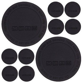 12Pcs Silicone Drink Coasters, Non-Slip Cup Mat, with Adhesive, Flat Round, Black, 56x2mm
