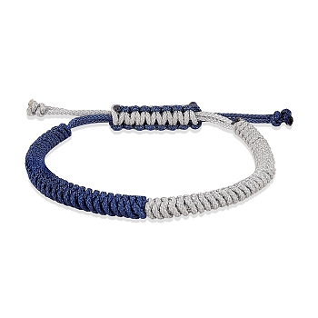 Nylon Threads Braided Bracelet, Adjustable Friendship Cord Bracelet for Women, Royal Blue, Inner Diameter: 2-1/8~3-1/8 inch(5.5~8cm) 