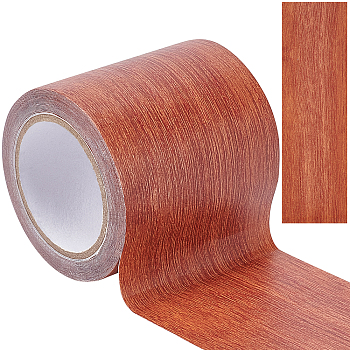 Non-woven Fabrics Imitation Wood Grain Adhesive Tape, Oakwood Grain Repair Tape Patch, Flat, Sienna, 57mm, about 4.57m/roll