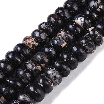 Dyed Synthetic Imperial Jasper Beads Strands, Rondelle, Black, 10x6mm, Hole: 1.5mm, about 68pcs/strand, 15.75''(40cm)