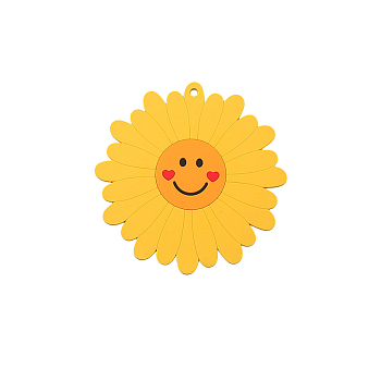 Silicone Coasters, Sunflower with Smiling Face Cup Mats, Gold, 150mm