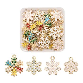 24Pcs 4 Style Alloy Enamel Pendants, Cadmium Free & Nickel Free & Lead Free, Christmas Snowflake, Mixed Color, 18.5~23x15~19x1.5~3.5mm, Hole: 1.6~2mm, 6pcs/style