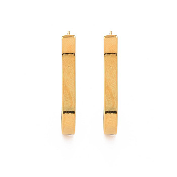Brass Stud Earring Findings, for Half Drilled Beads, with Brass Pins, Nickel Free, Real 18K Gold Plated, 32.5x4mm, Pin: 0.6mm, pin: 1mm(for half drilled beads)