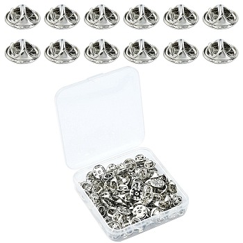 100Pcs Brass Lapel Pin Back Butterfly Clutches, Tie Tack Backing Pin Cap Keepers, Replacement Brooch Findings, Platinum, 11x5.5mm, Hole: 1.2mm