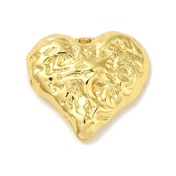 304 Stainless Steel Pendants, Textured, Heart Charm, Real 18K Gold Plated, 21x22.5x5mm, Hole: 1.8mm