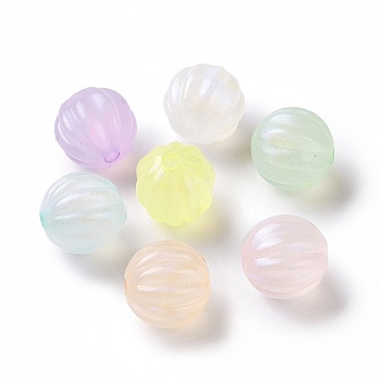 Luminous Acrylic Beads, Glitter Beads, Glow in the Dark, Pumpkin, Mixed Color, 11mm, Hole: 2mm
