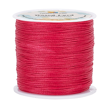 Elite 1 Roll Round Waxed Polyester Cords, Twisted Cord, Deep Pink, 0.5mm, about 115.92 yards(106m)/roll
