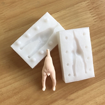 DIY Silicone Craft Doll Body Mold, for Fondant, Polymer Clay Making, Epoxy Resin, Doll Making, Body, White, 66x40x19mm