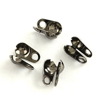 Iron Bead Tips, Calotte Ends, Cadmium Free & Lead Free, Clamshell Knot Cover, Gunmetal, 4x2mm, Hole: 1mm, 1.5mm inner diameter