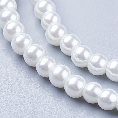 Белый стеклянный жемчуг круглые свободные шарики для изготовления ювелирных изделий ожерелье(X-HY-6D-B01)-3