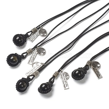 Adjustable Natural Gemstone Pendant Necklaces(G-P445-A)-5