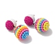 Resin Waxberry Round Ball Dangle Stud Earrings(EJEW-O073-01G)-1